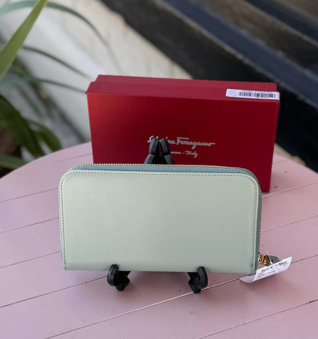 Salvatore Ferragamo Opal Leather Continental Leather Gancini Wallet