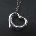 SOLD! TIFFANY & CO. Elsa Peretti 18” and Sterling & Diamond Open Heart Pendant Necklace