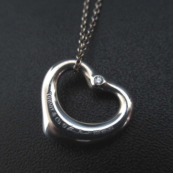 SOLD! TIFFANY & CO. Elsa Peretti 18” and Sterling & Diamond Open Heart Pendant Necklace