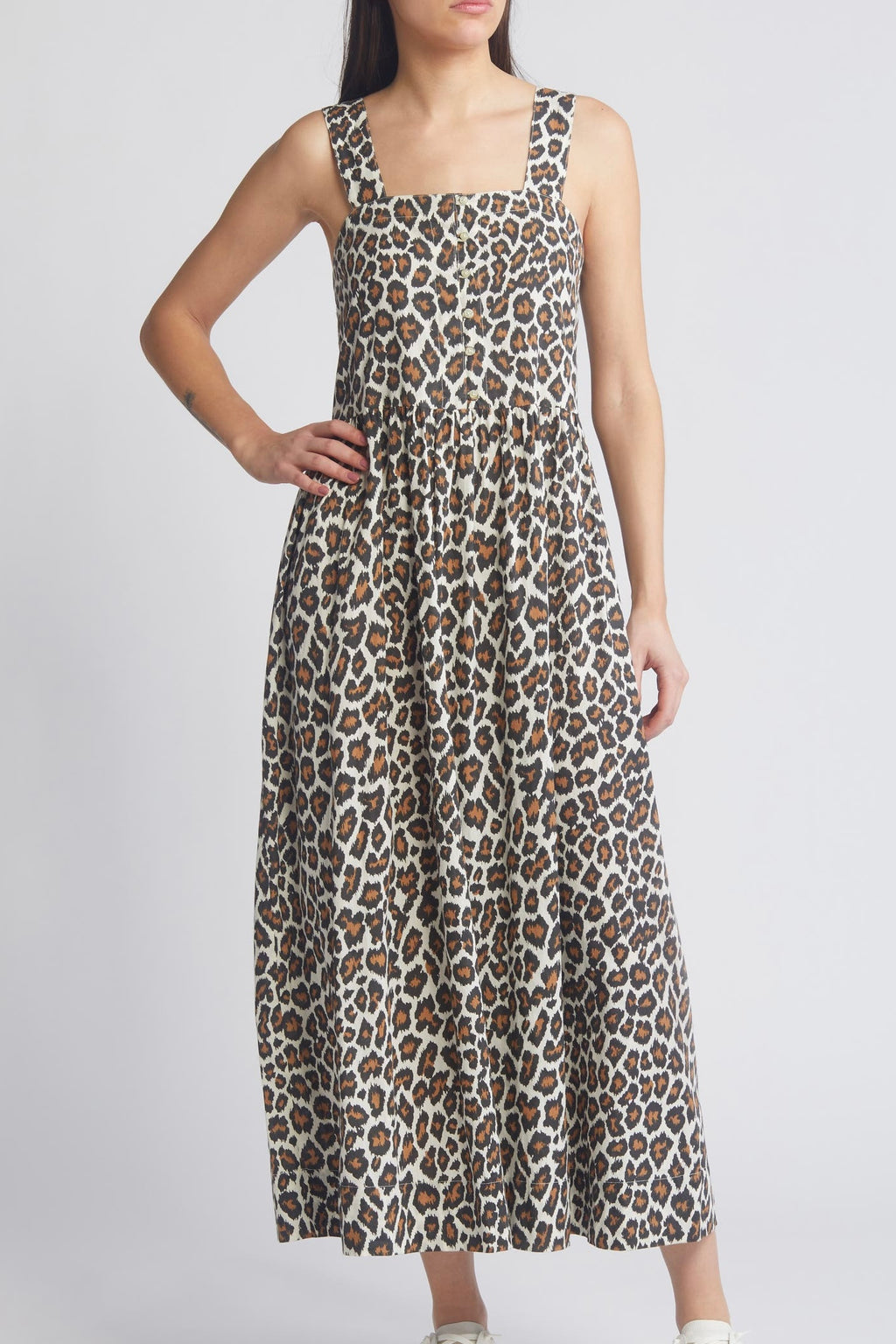 THE GREAT The Sunbird Leopard Print Cotton Dress Sz. 1 / Small
