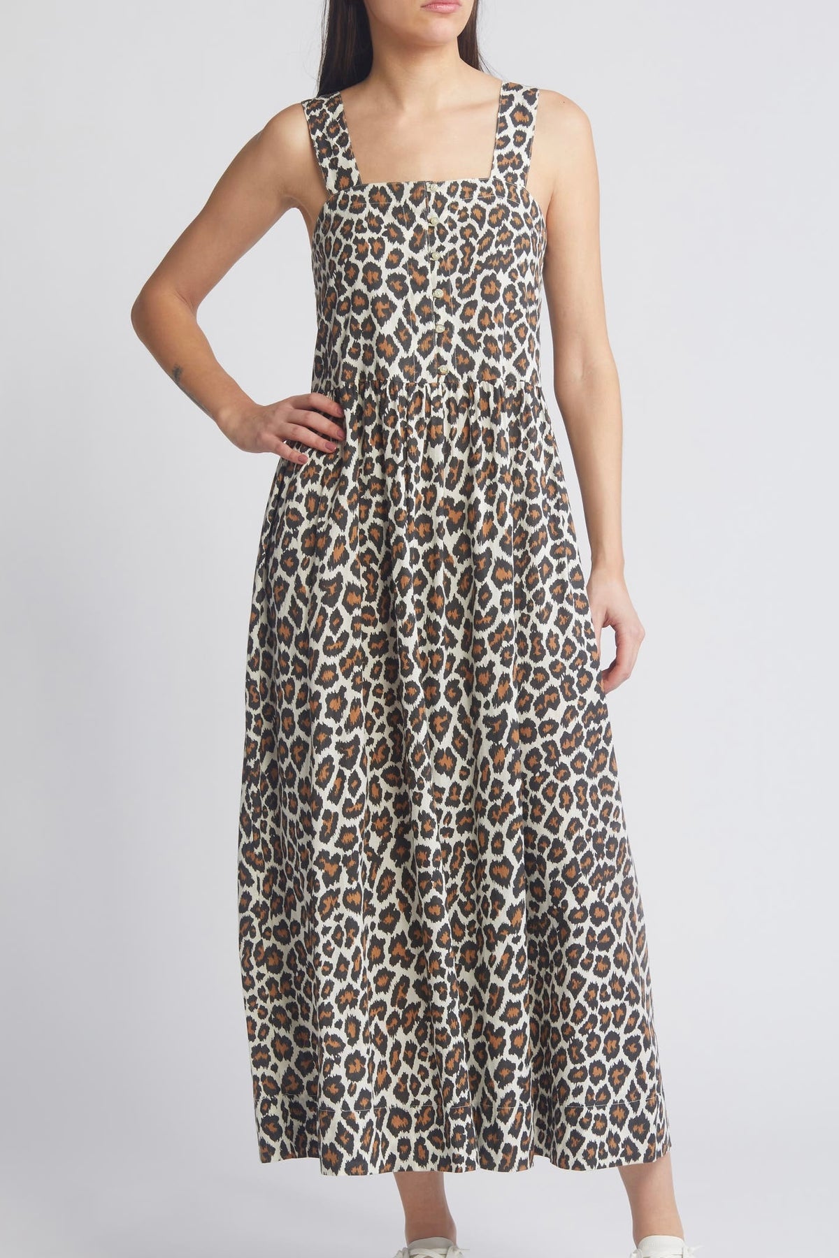 THE GREAT The Sunbird Leopard Print Cotton Dress Sz. 1 / Small