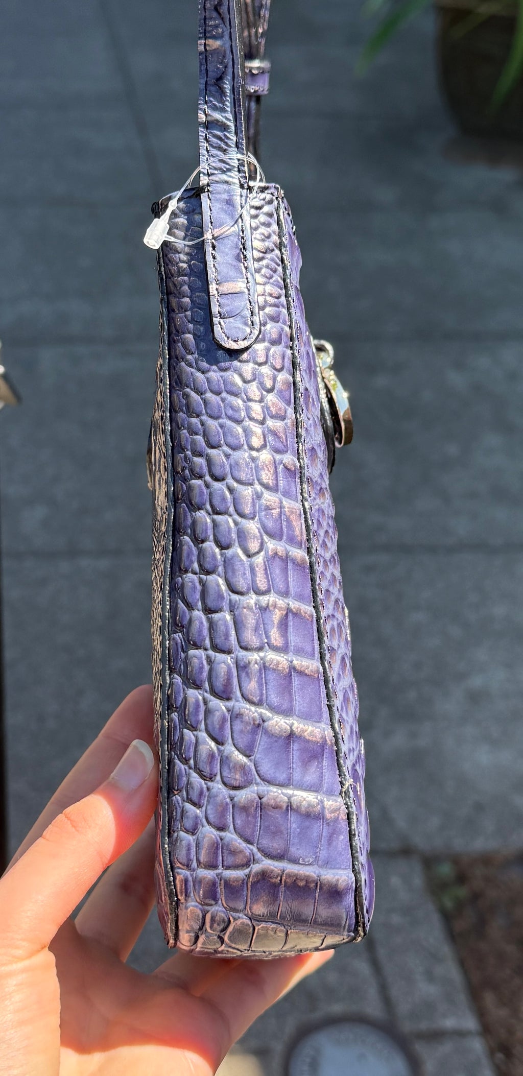 BRAHMIN Blue Marley Croc Embossed Leather Bag