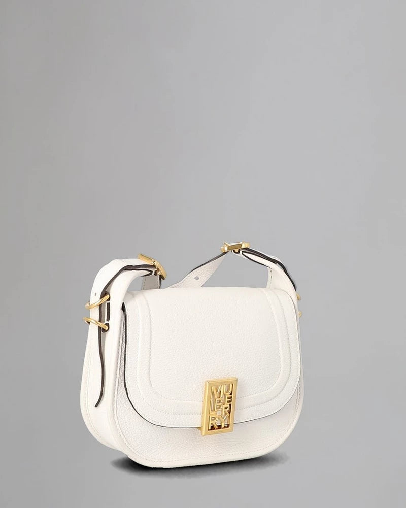 SOLD! MULBERRY White Sadie Satchel Pebbled Leather Gold Hardware Bag
