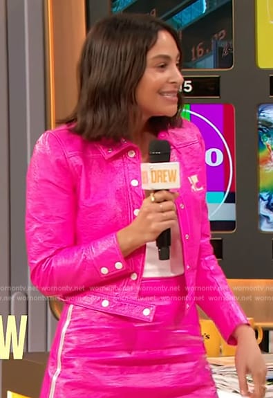 SOLD! Vintage Authentic Y2K courreges Paris Iconic Cropped Biker Jacket in Hot/Neon Pink Sz. 38/6