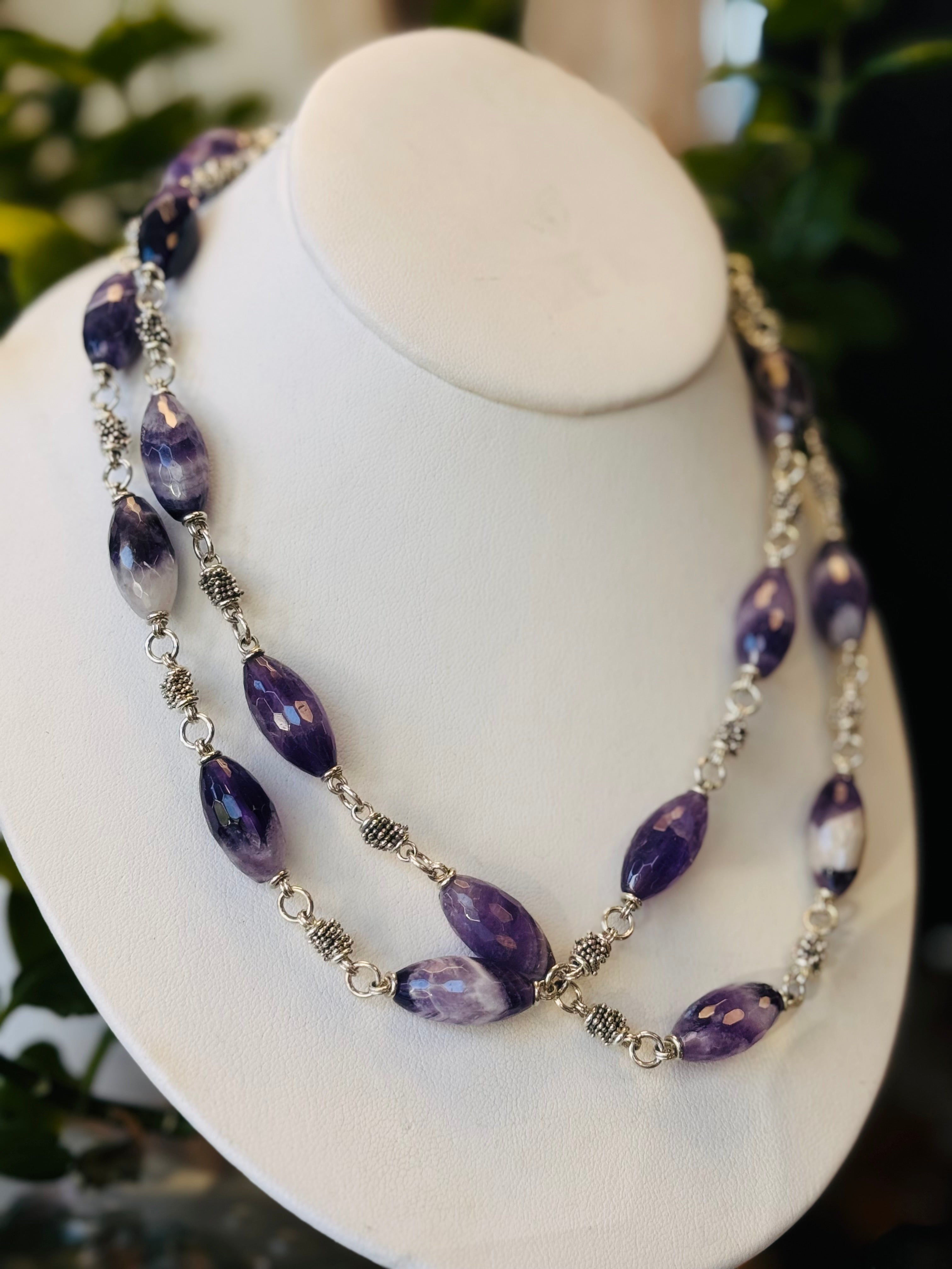 MICHAEL DAWKINS Faceted Amethyst Sterling Silver Necklace