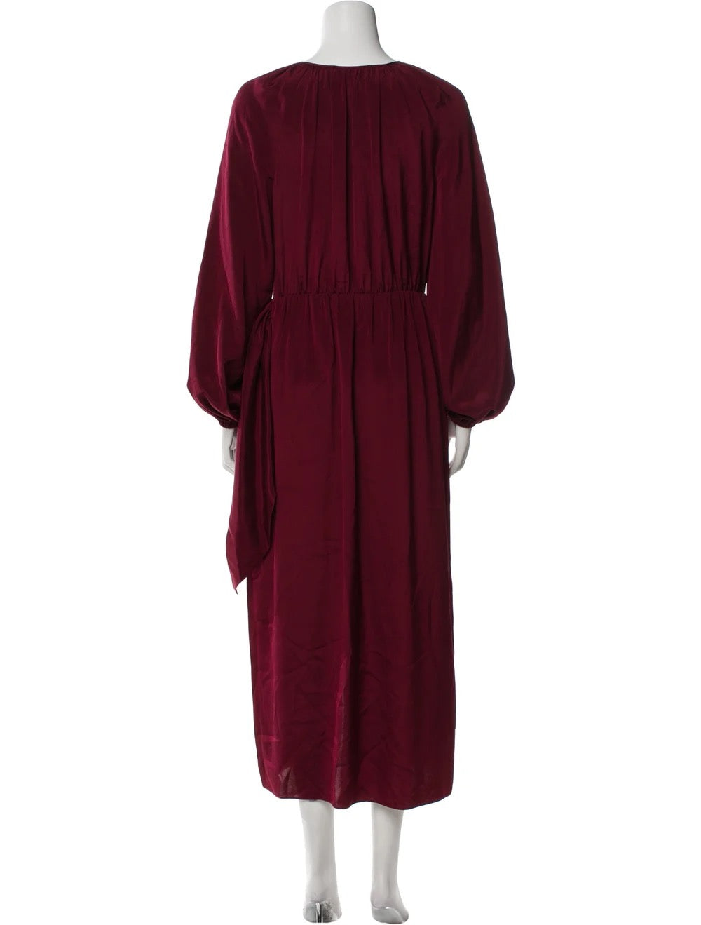 LA LIGNE Silk Pleated Burgundy Dress - Medium