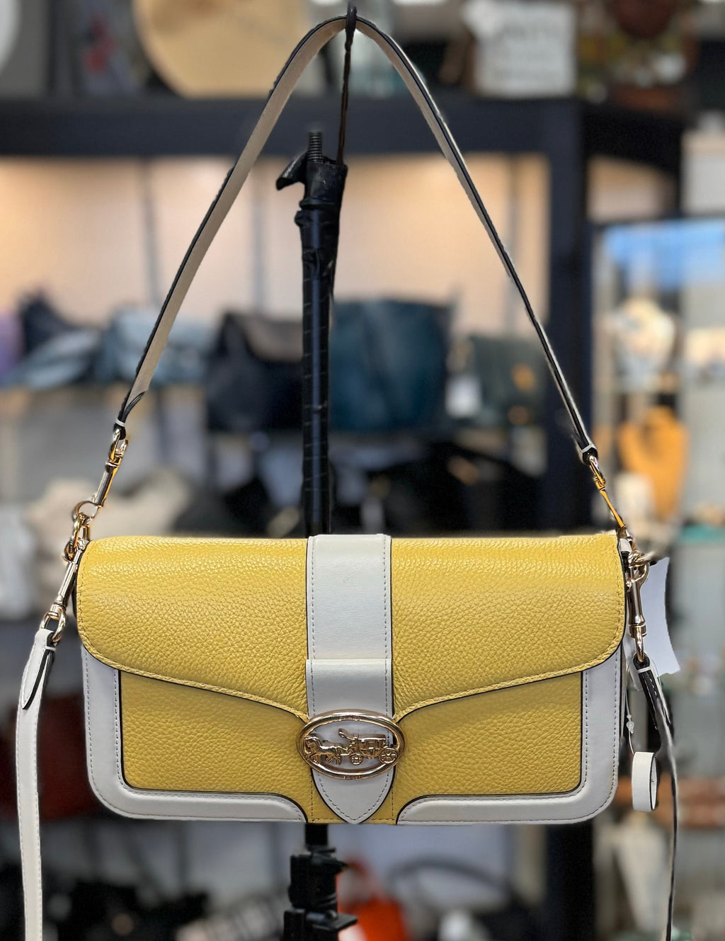 COACH Retro Georgie Baguette Leather Colorblock Bag