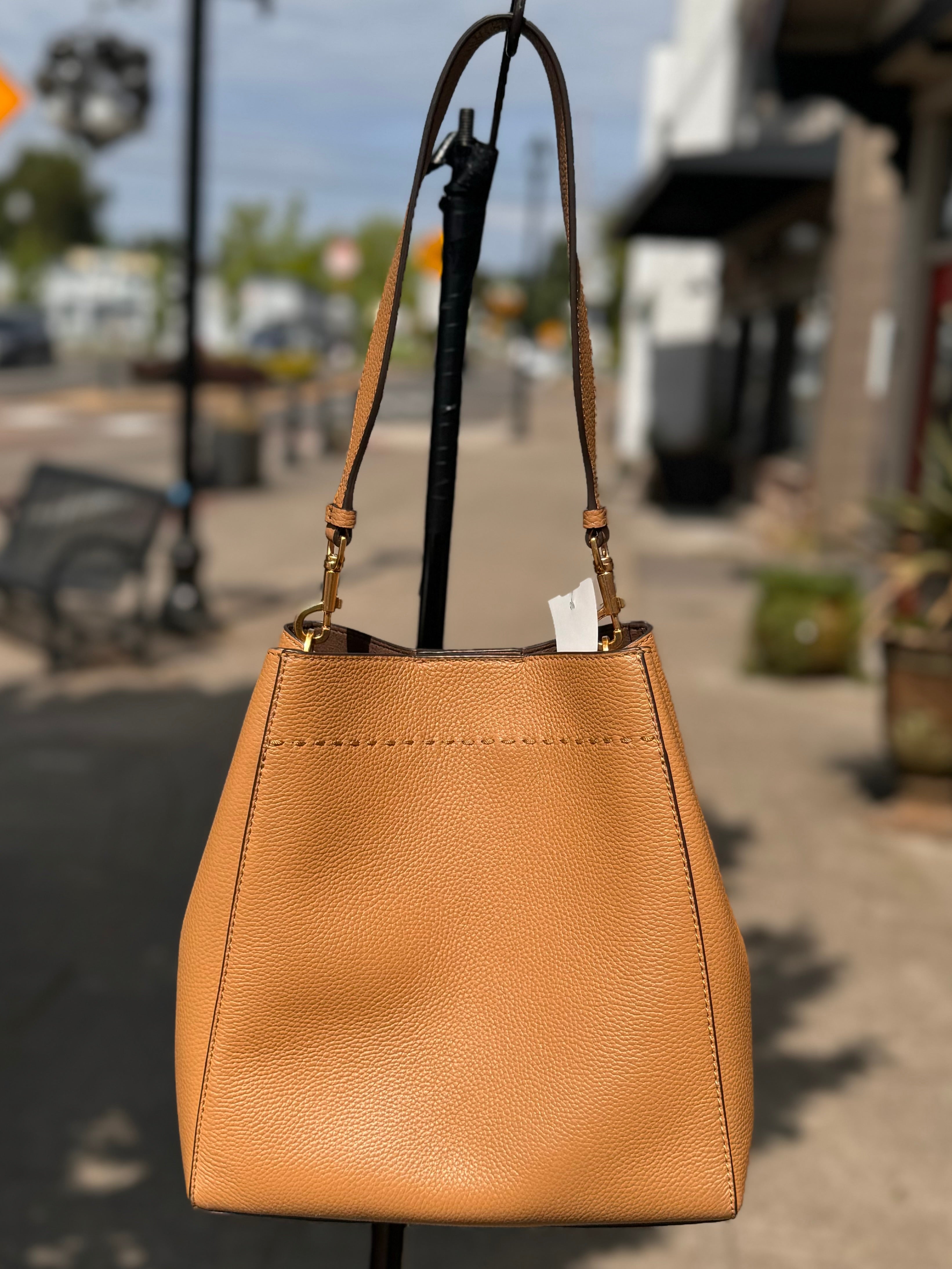 TORY BURCH Brown Leather McGraw Bucket Shoulder Bag