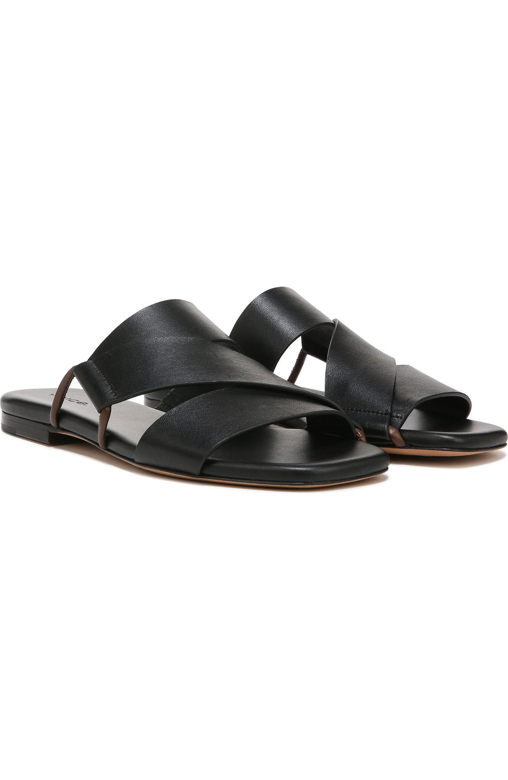 VINCE. Black Leather Dylan Slide Sandals Sz. 8