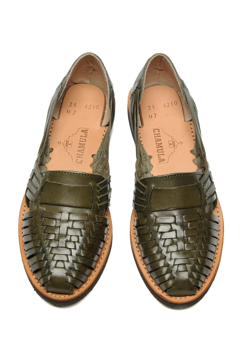 CHAMULA Green Woven Leather Huaraches Sandals Sz. 8