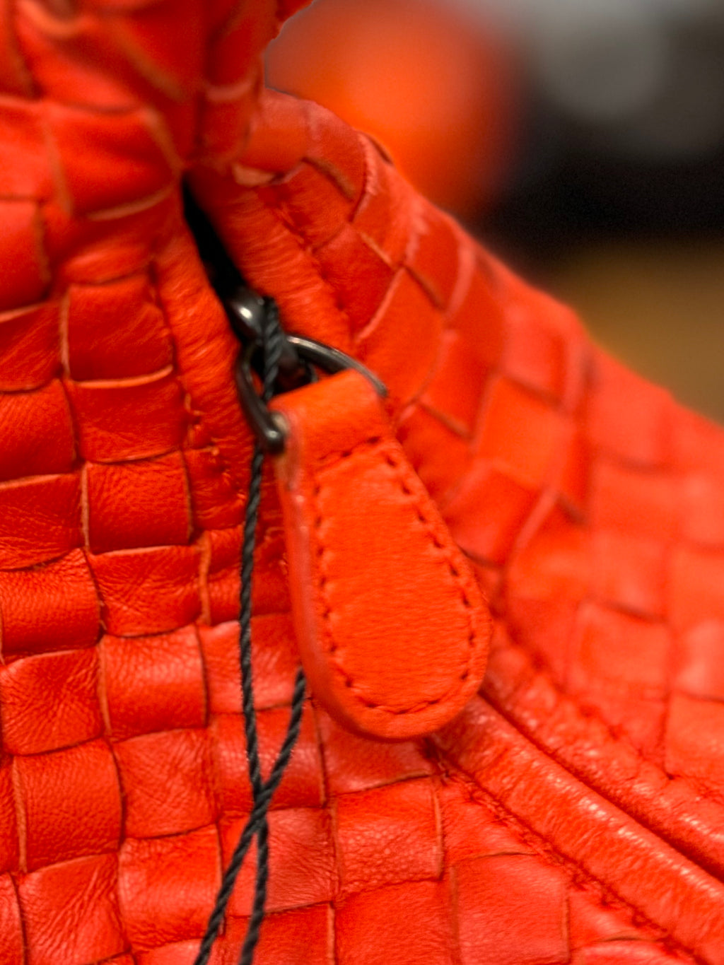 SOLD! BOTTEGA VENETA Orange Intrecciato Woven Leather Hobo Bag NEW