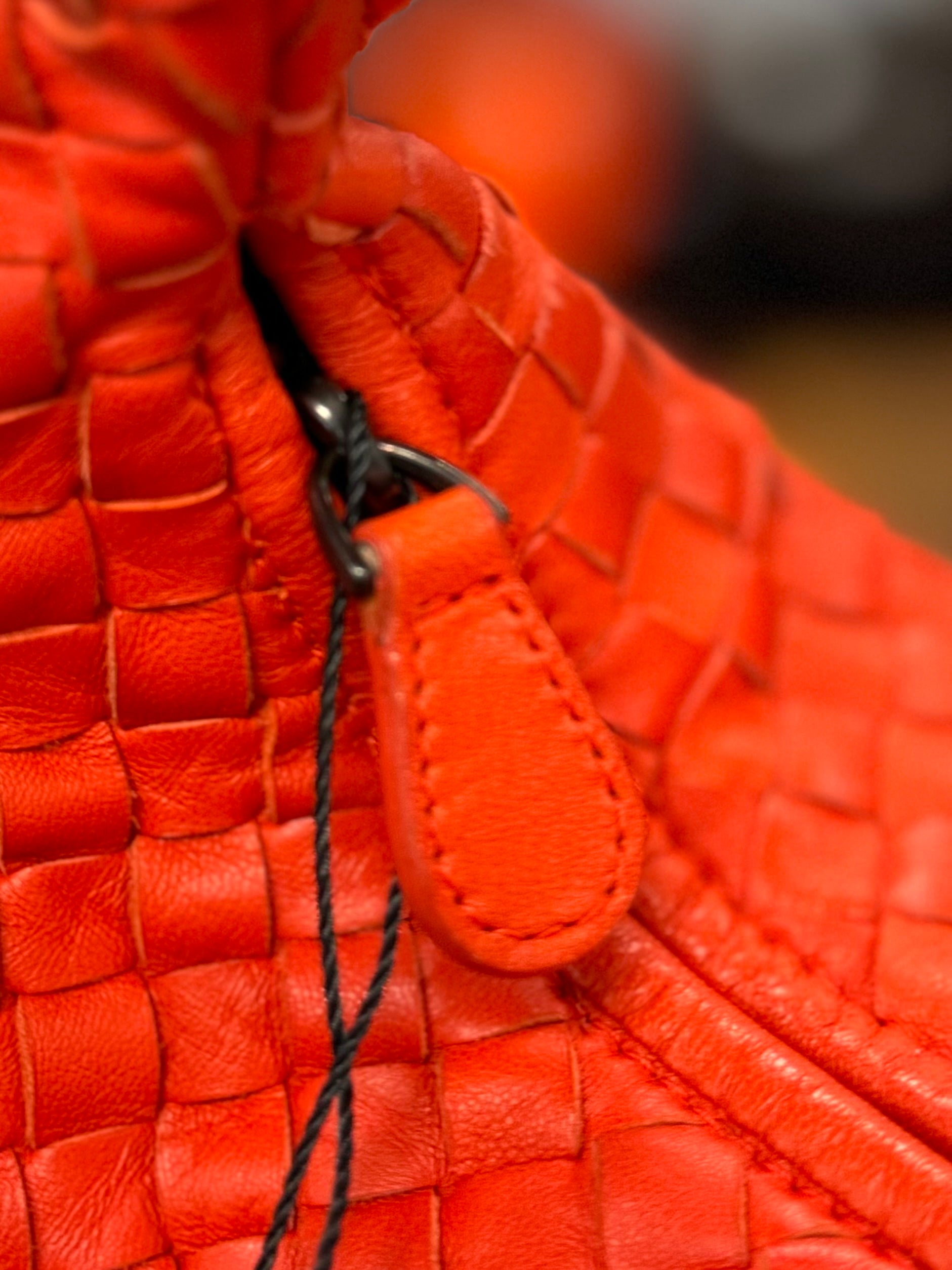 SOLD! BOTTEGA VENETA Orange Intrecciato Woven Leather Hobo Bag NEW