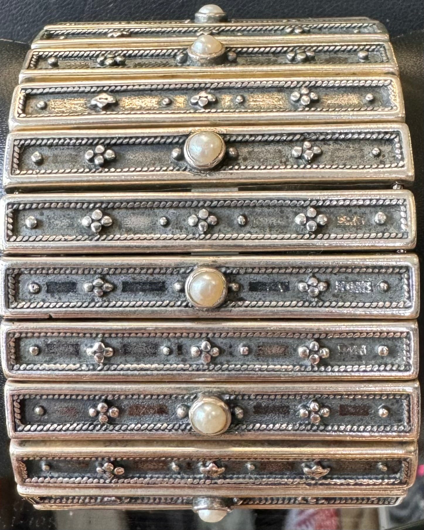 Vintage Sterling Silver & Pearl Medieval Inspired Bracelet