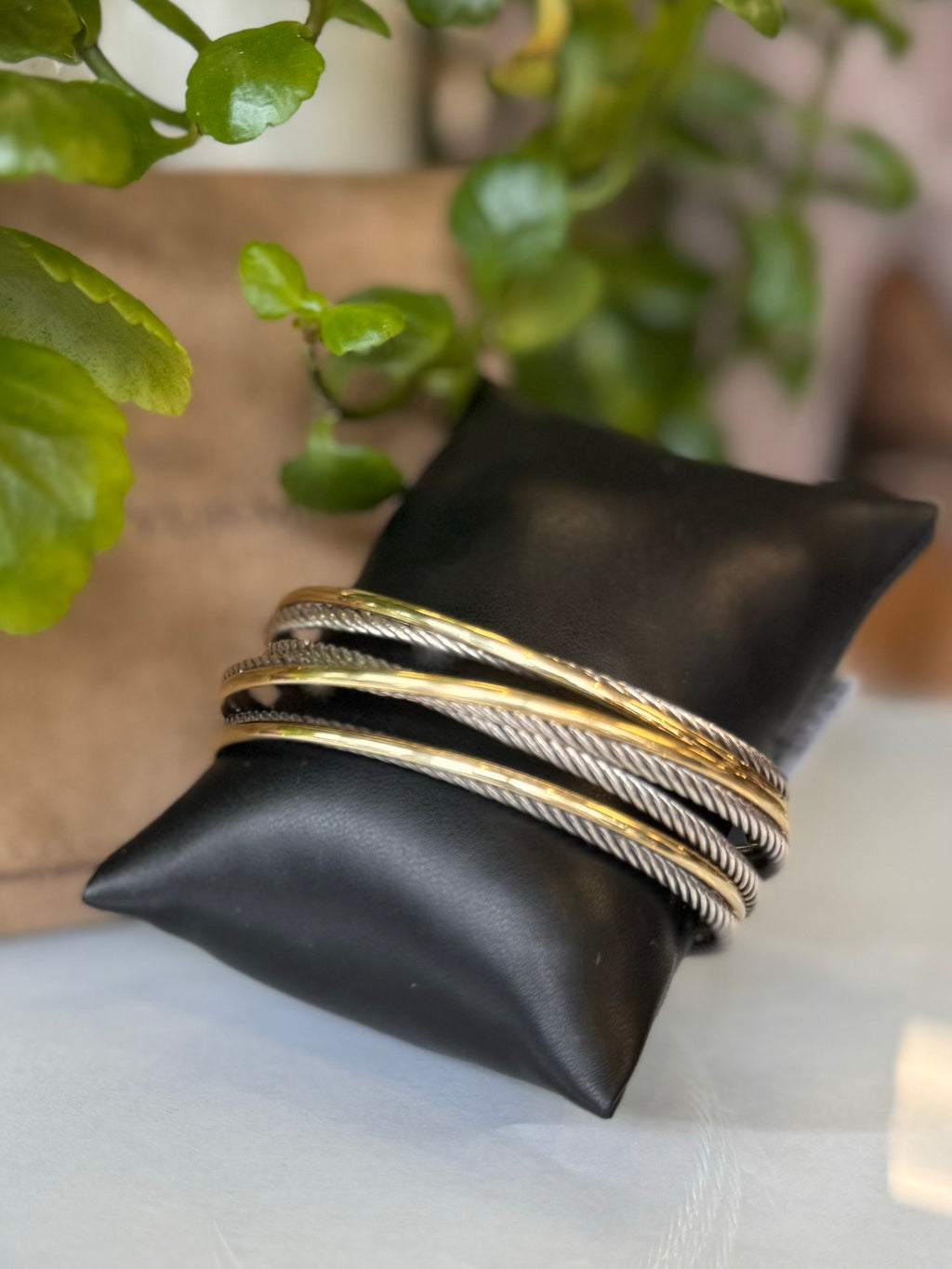 SOLD! DAVID YURMAN 18K Y. Gold & Sterling Two-Tone Crossover Cuff