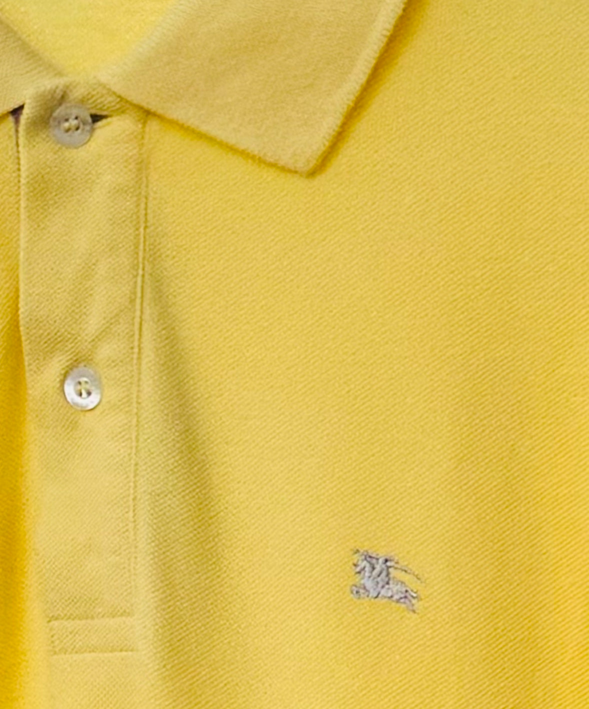 Vintage Y2K Men’s BURBERRY Yellow Short Sleeve Polo Shirt - Large