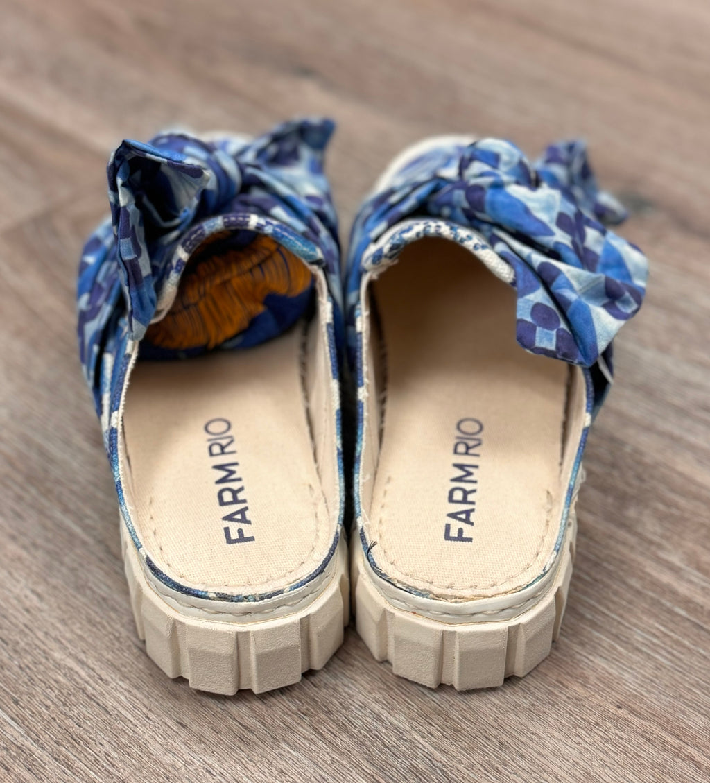 FARM RIO Blue & White Floral Sweet Rio Mule Sneaker Sz. 8 1/2