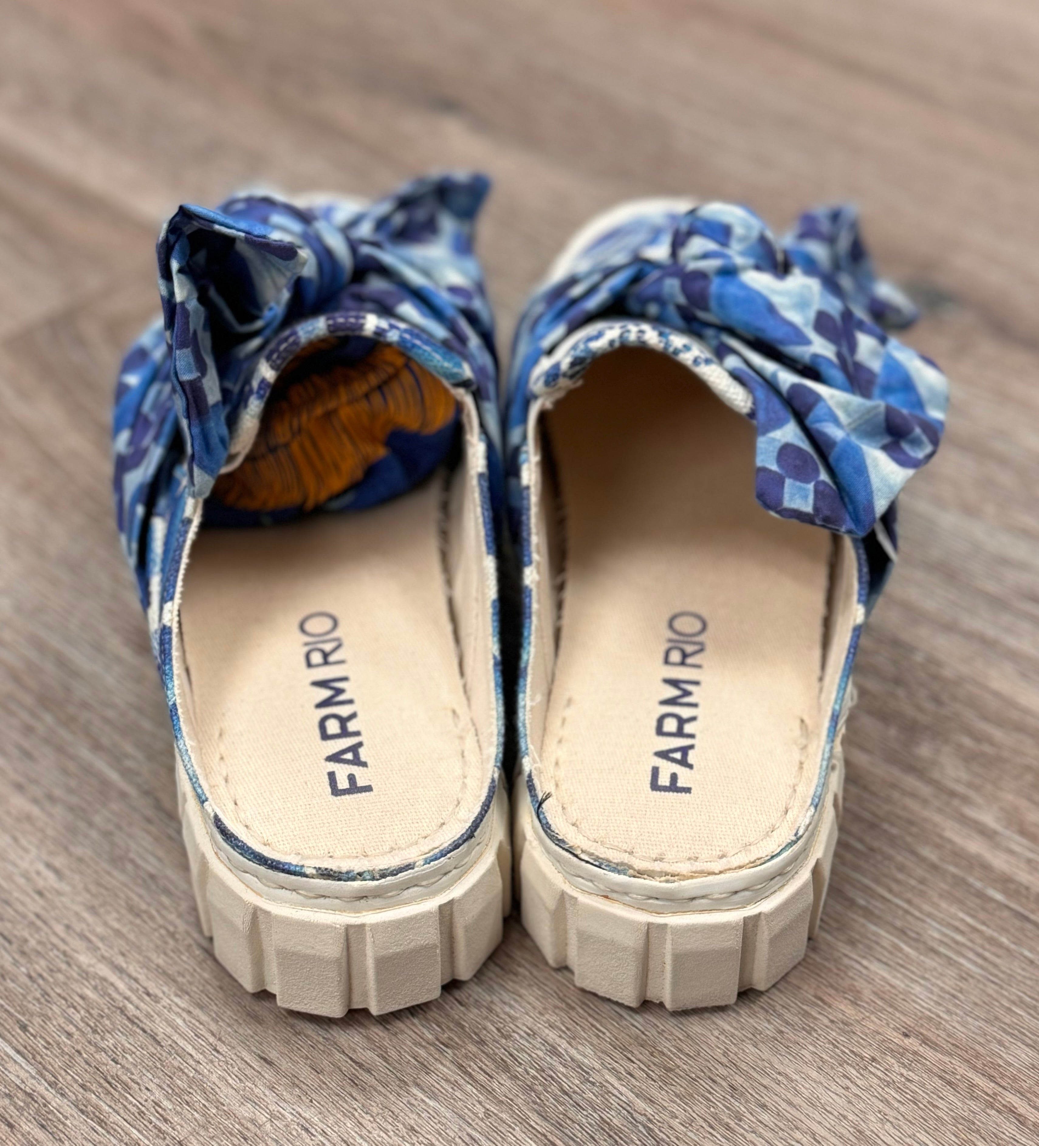 FARM RIO Blue & White Floral Sweet Rio Mule Sneaker Sz. 8 1/2