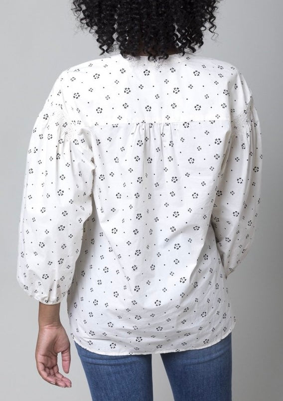 APIECE APART White & Black Floral Cotton Shirt Medium