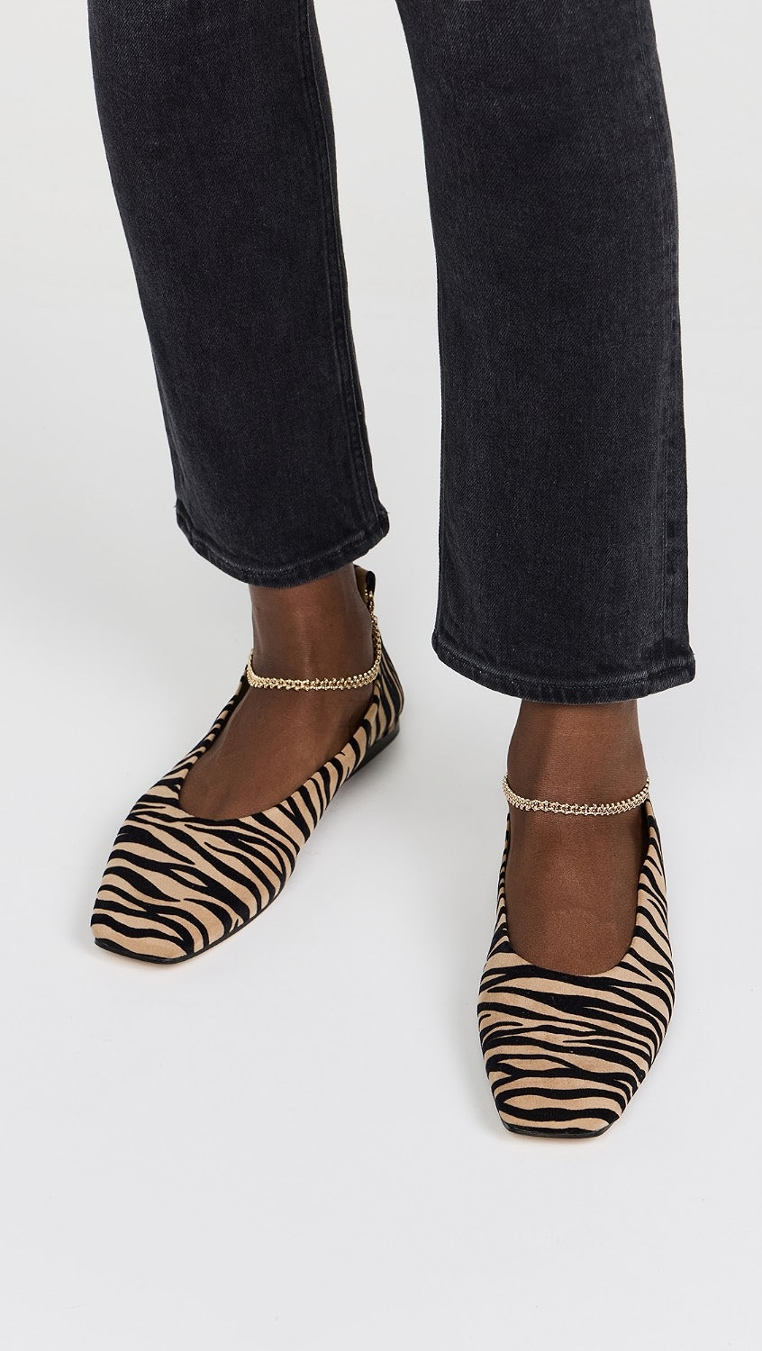 MARIA LUCA Augusta Ballerina Velvet Zebra Ankle Flats Sz. 40 / 9