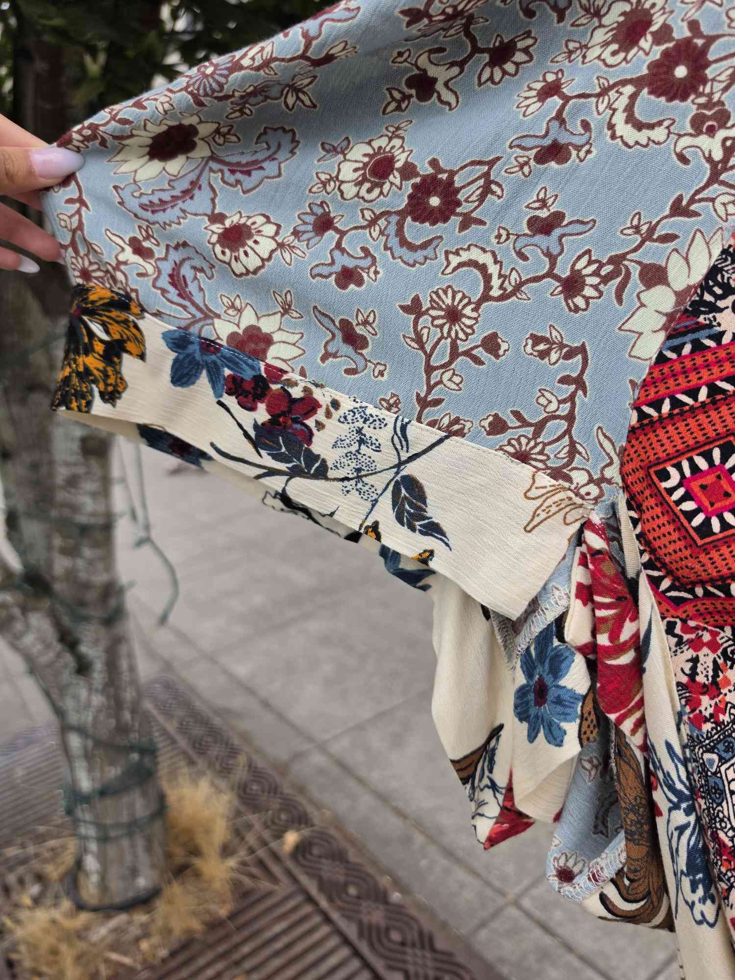 umgee Boho Longsleeve Patchwork Floral Kimono Sz. S/M