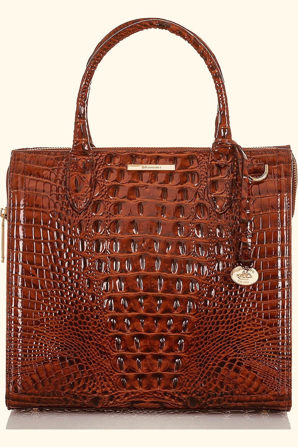 BRAHMIN Brown Croc Embossed Caroline Melbourne Bag