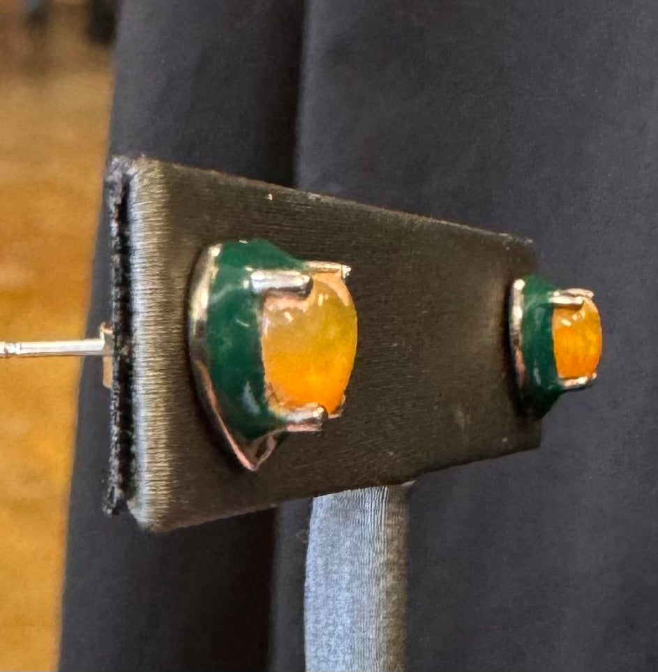 Nak Armstrong Ethiopian Opal & Sterling Silver Heart Stud Earrings