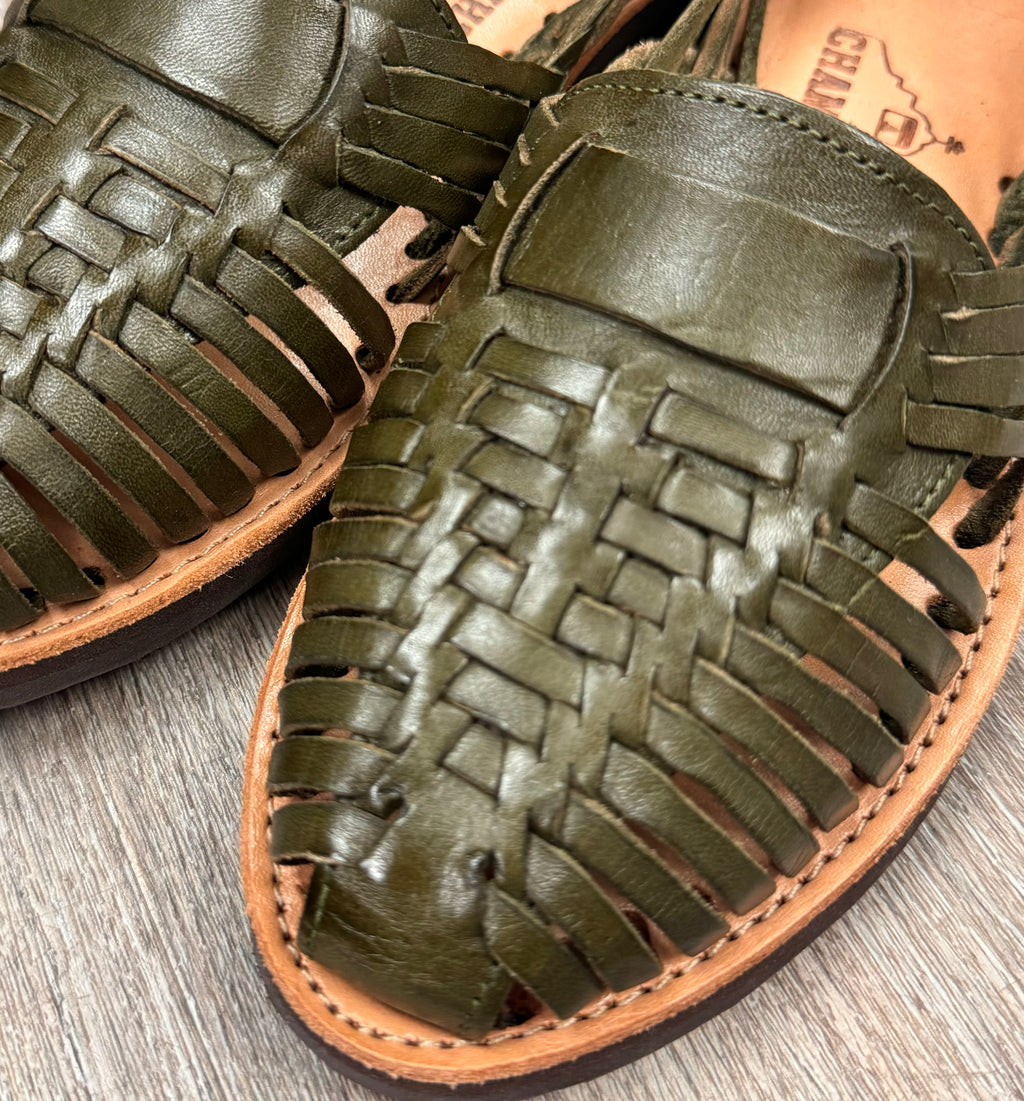 CHAMULA Green Woven Leather Huaraches Sandals Sz. 8