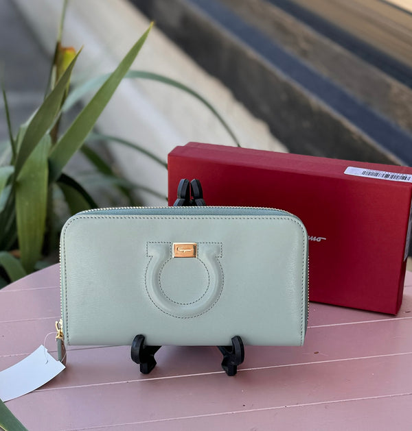 Salvatore Ferragamo Opal Leather Continental Leather Gancini Wallet