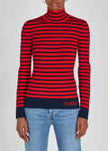 MONCLER Lupetto Striped Stretch Knit Top - Small