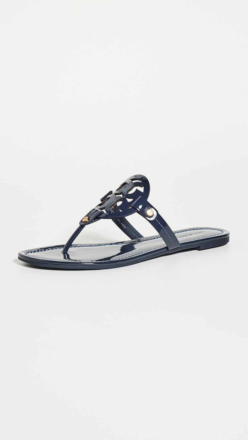 TORY BURCH Patent Leather Navy Miller Thong Sandals Sz. 8