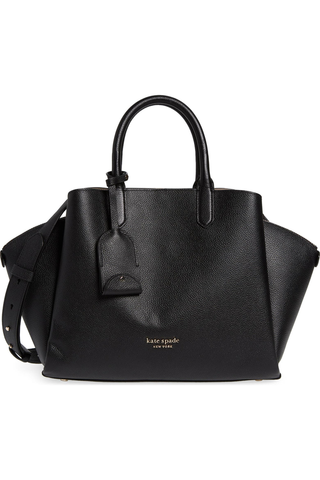 Kate Spade Black Grain Leather Medium Avenue Satchel New!