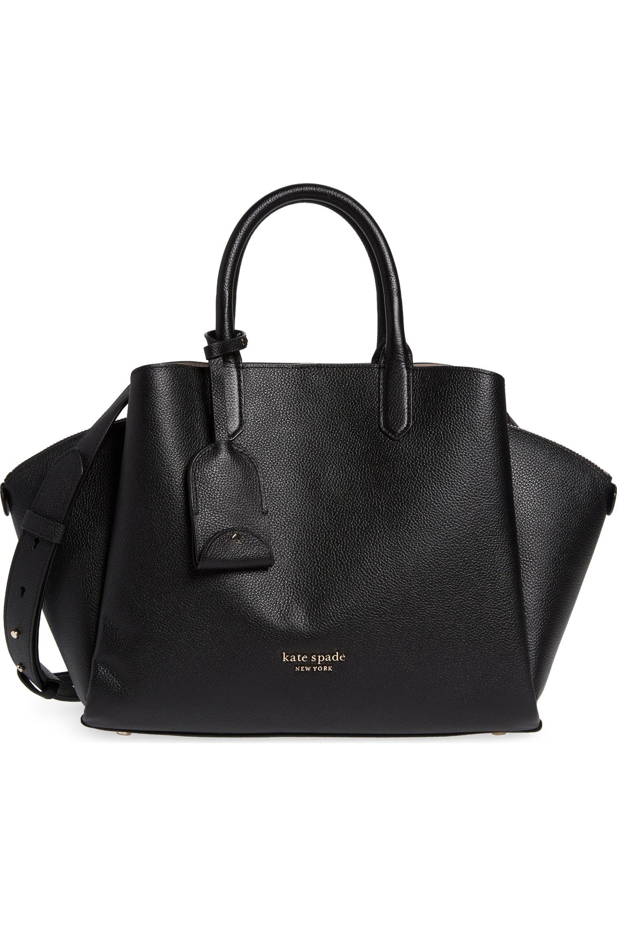 Kate Spade Black Grain Leather Medium Avenue Satchel New!
