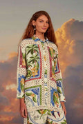 FARM RIO Tropical Destination Crochet Trim Top Medium