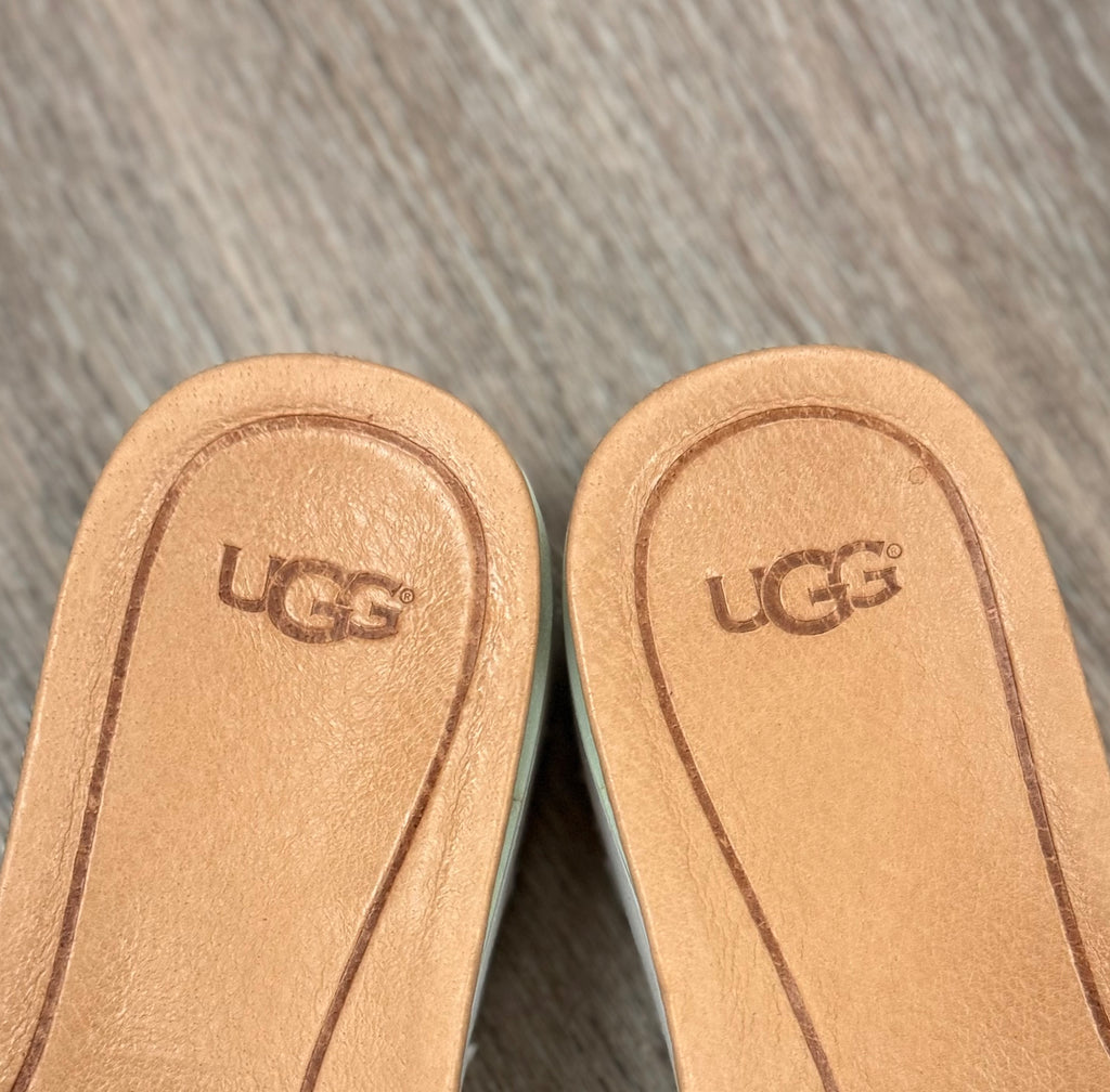 UGG Mint Suede Bow Platform Sandals Slides Sz. 8