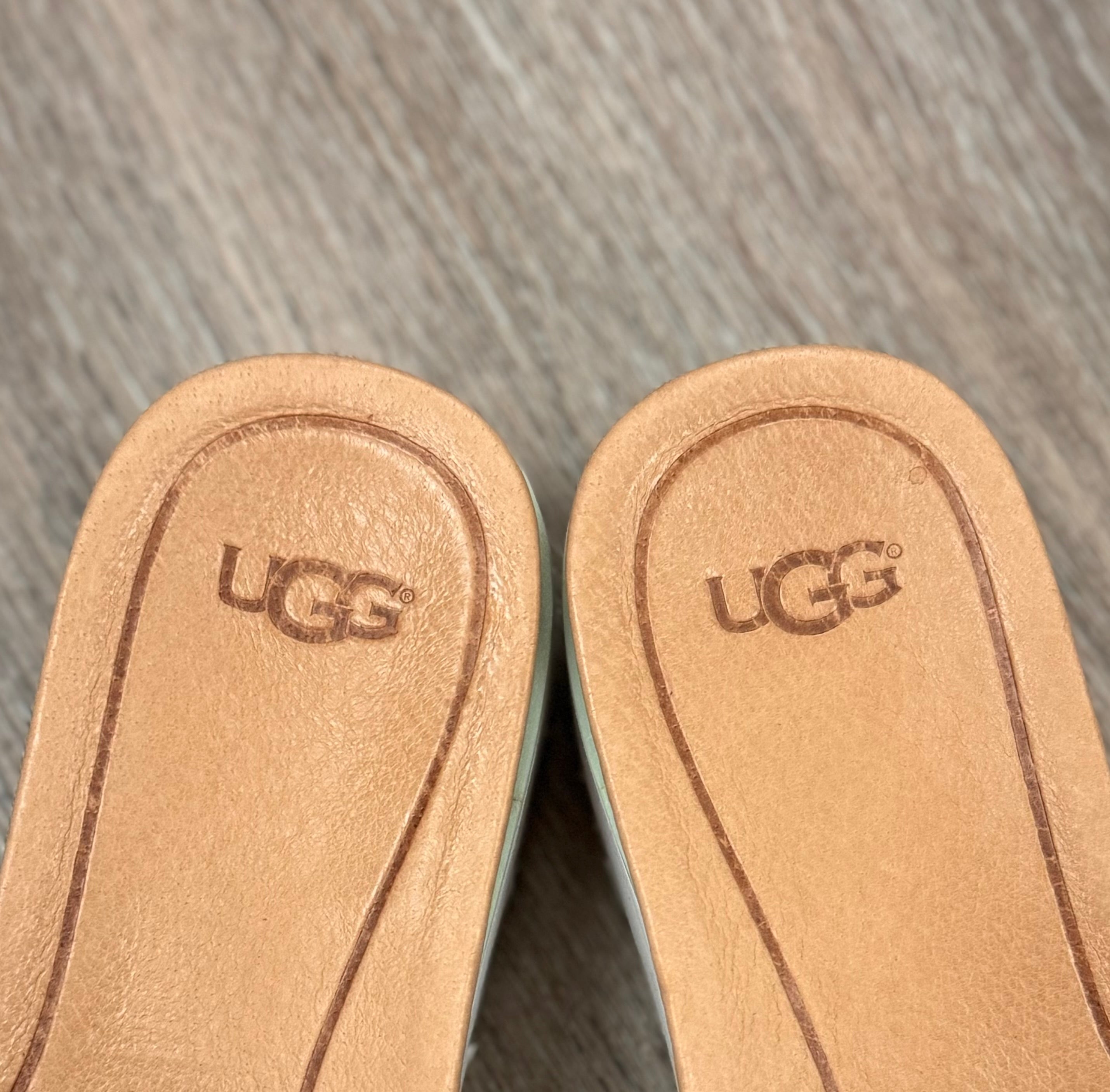 UGG Mint Suede Bow Platform Sandals Slides Sz. 8