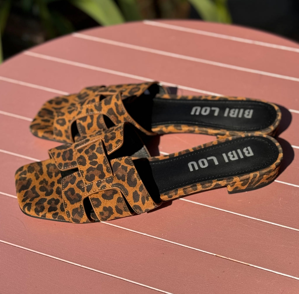 BIBI LOU Leopard Cut Out Suede Holly Sandals Sz. 40/9