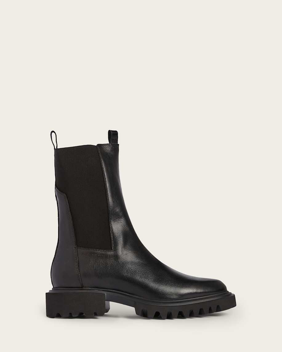 ALL SAINTS Black Hallie Lug Sole Chelsea Boots Sz. 9 New!