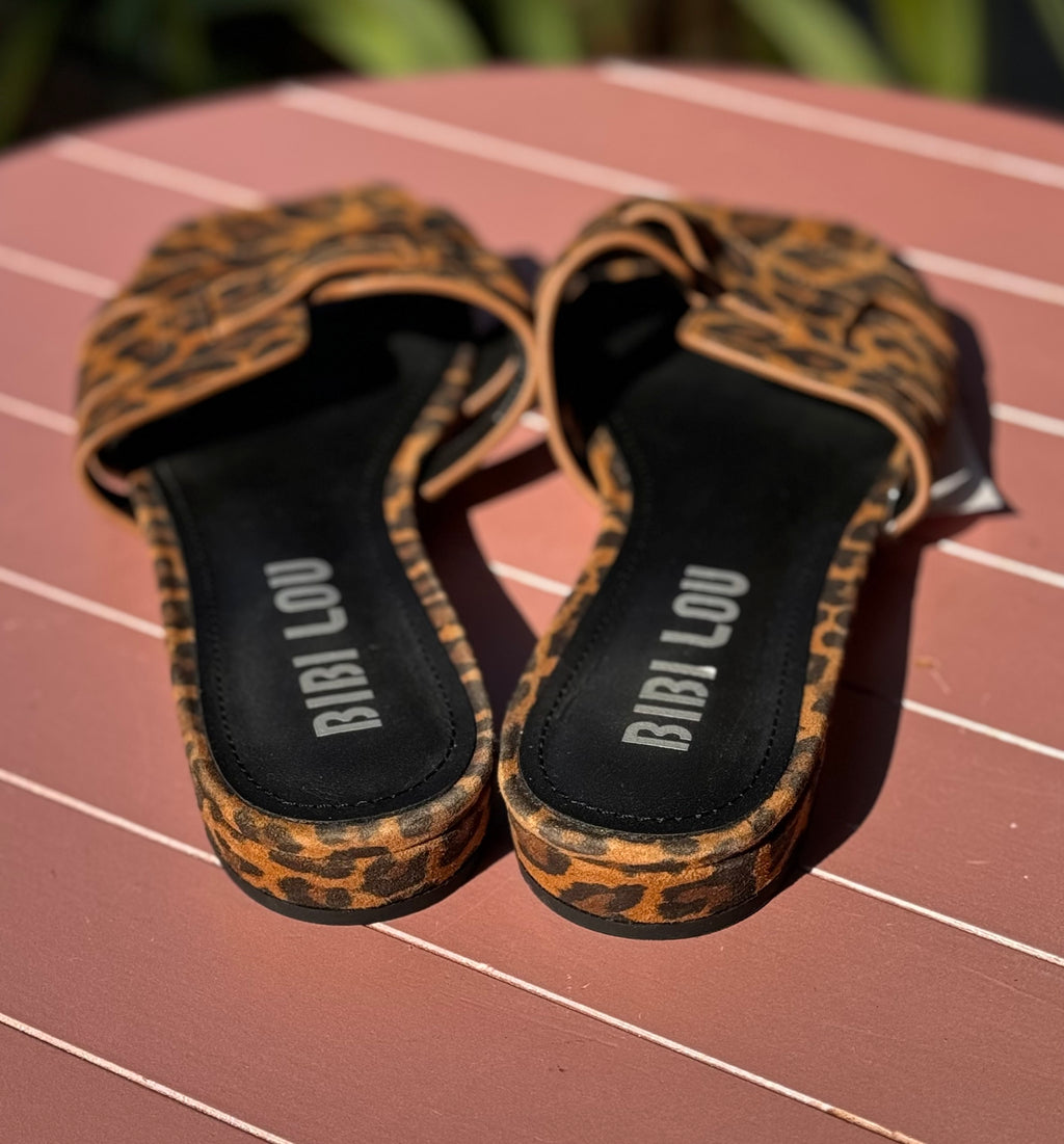 BIBI LOU Leopard Cut Out Suede Holly Sandals Sz. 40/9