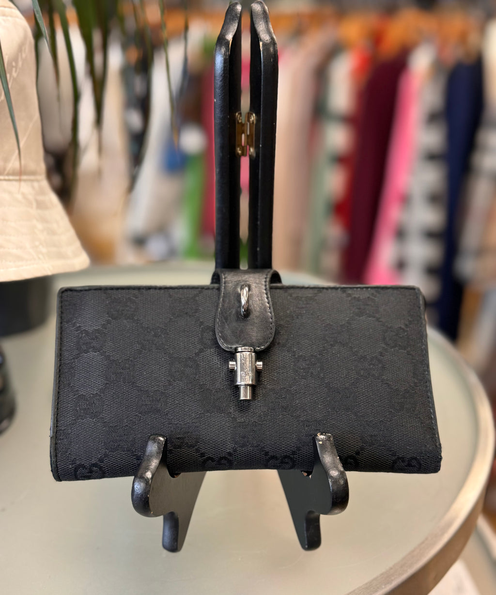 GUCCI 90s Vintage Black GG Canvas Jacket Wallet
