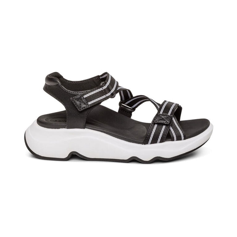 aetrex Black & White Marz Water Friendly Sandals Sz. 9 / 9 1/2