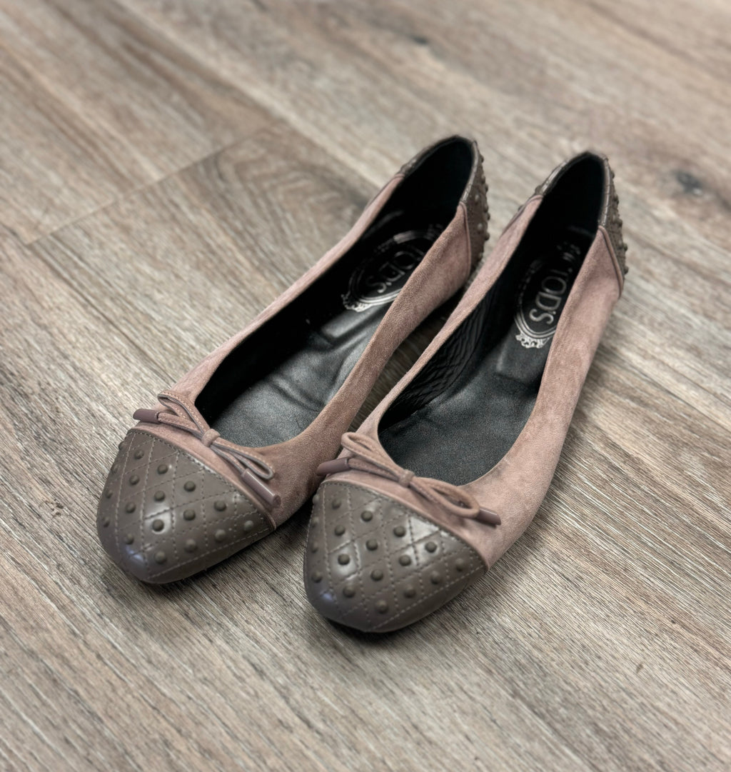 TOD’S Suede & Leather Gommino Ballet Flats Driving Shoes Sz. 38