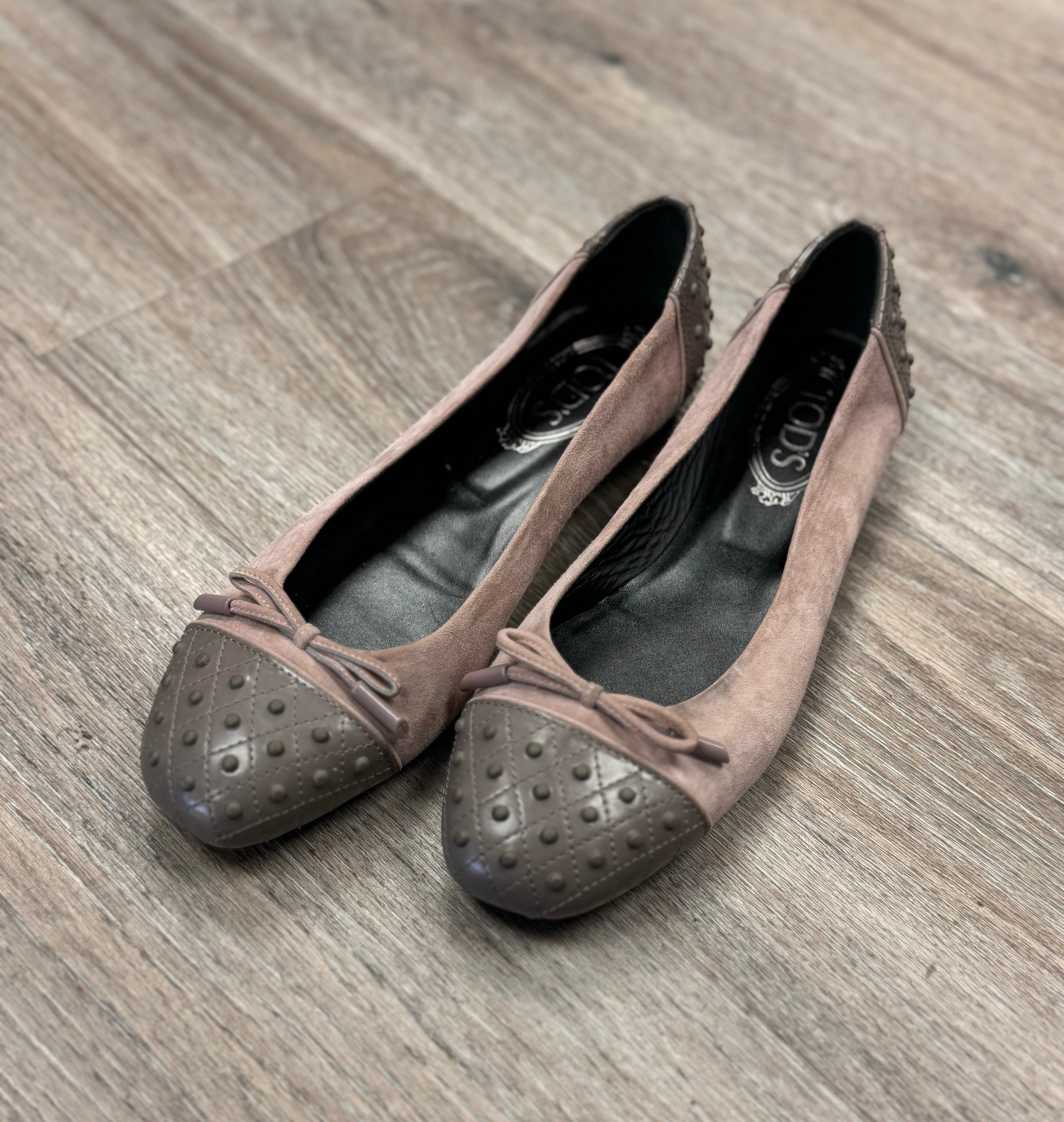 TOD’S Suede & Leather Gommino Ballet Flats Driving Shoes Sz. 38