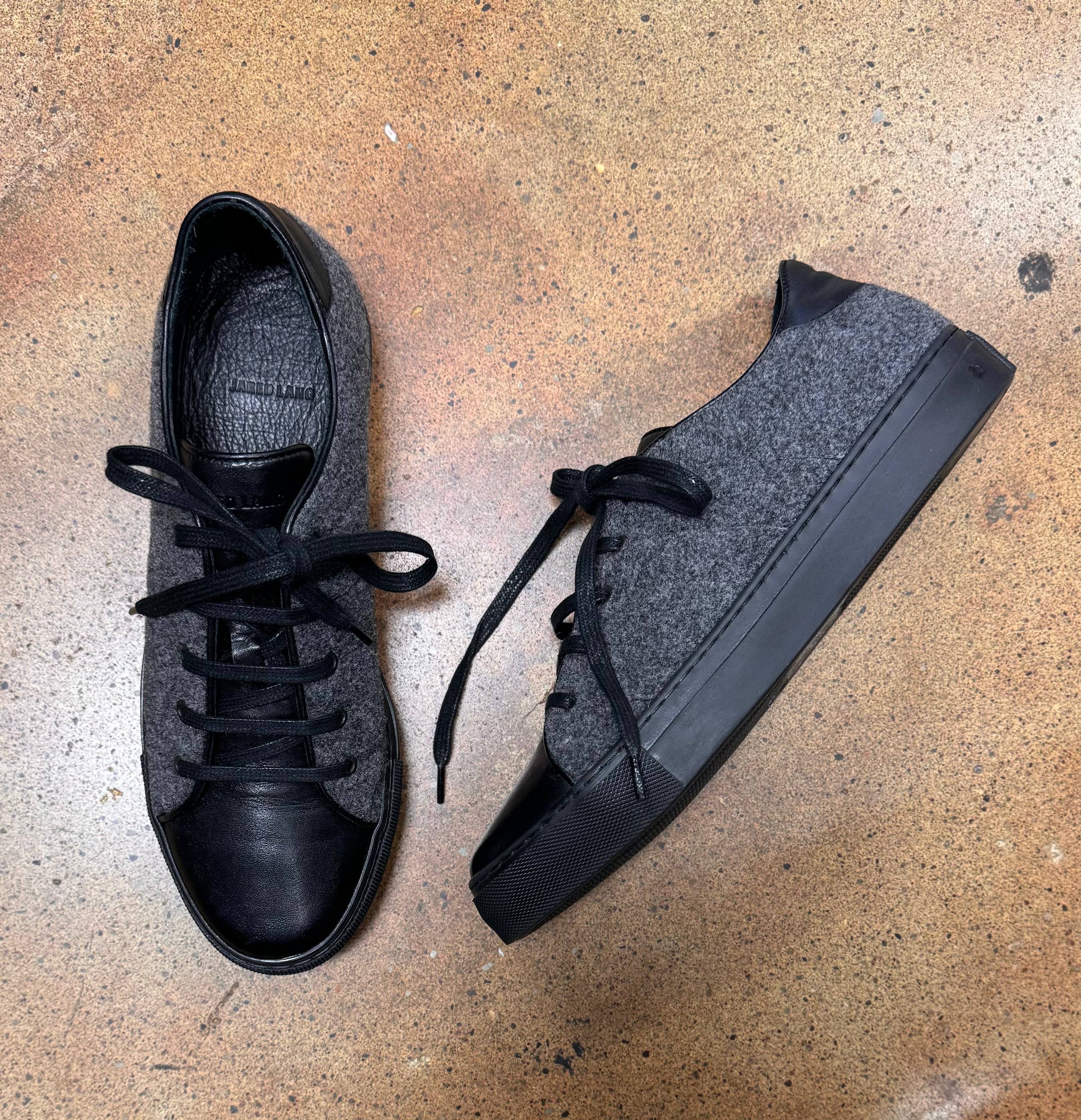 JARED LANG Grey Wool & Leather Lace Up Sneakers Sz. 40 w/Box