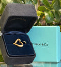 TIFFANY & CO. 750 Elsa Peretti Open Heart 18K Yellow Gold Ring w/box Sz. 8