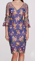 Marchesa Notte Floral Embroidered Tulle Cocktail Sheath Dress Sz. 2