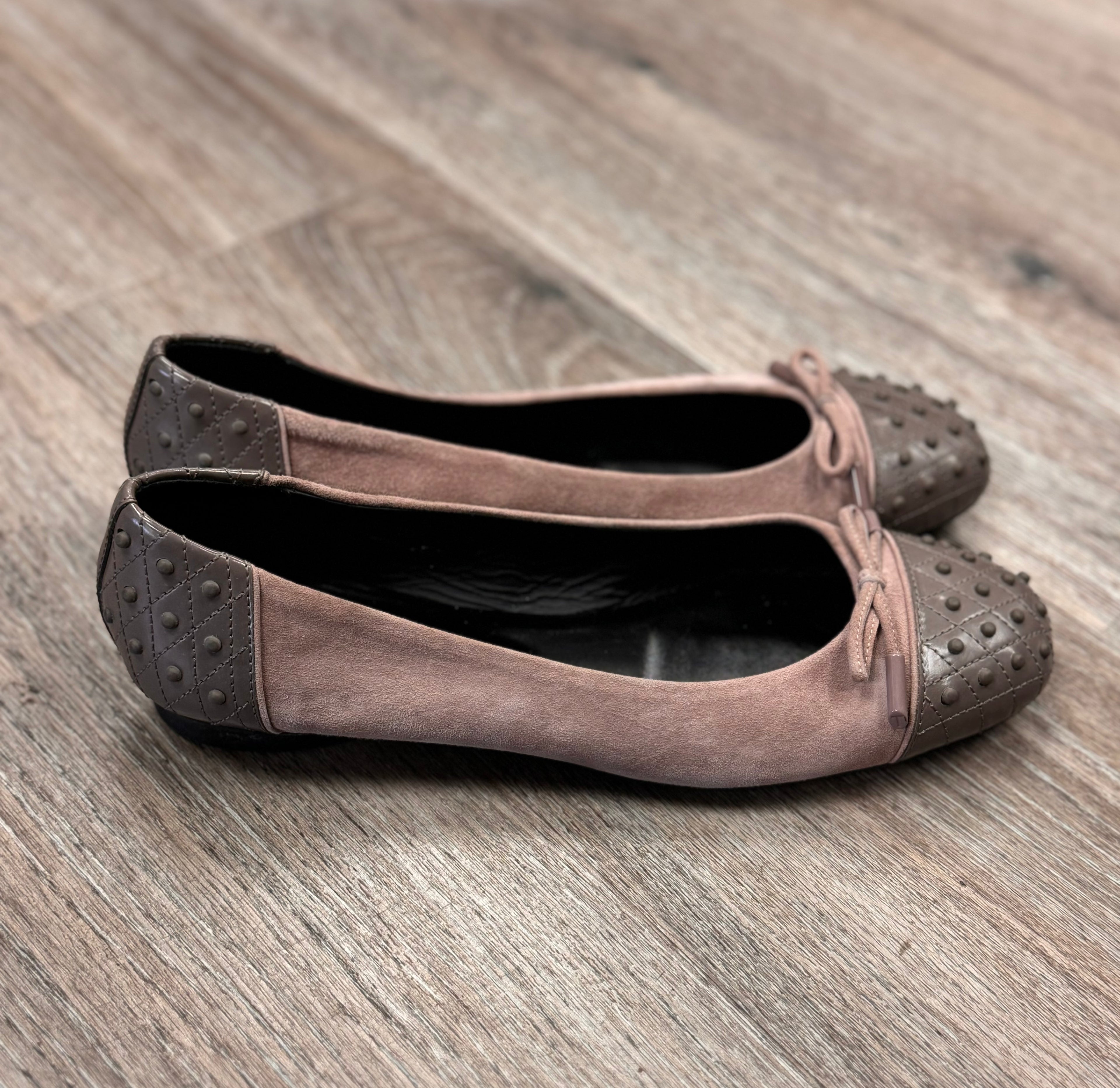 TOD’S Suede & Leather Gommino Ballet Flats Driving Shoes Sz. 38