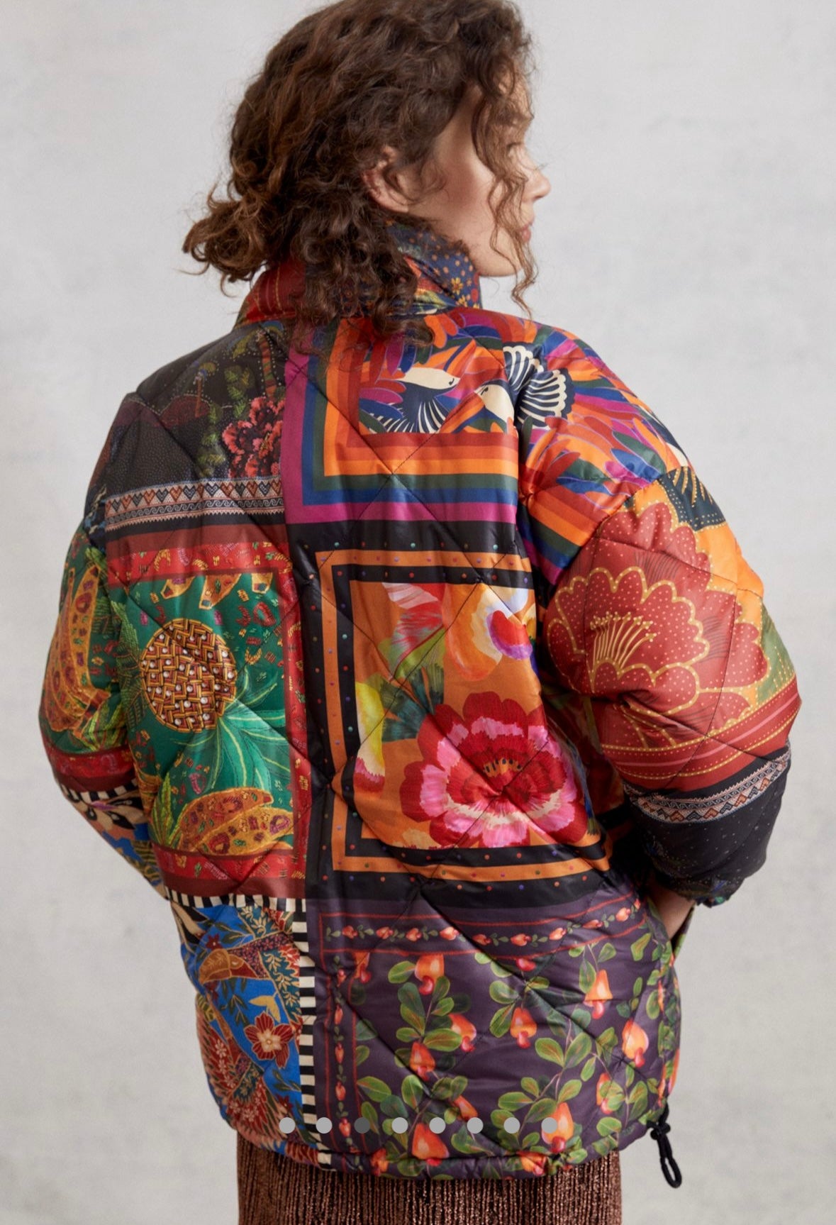 FARM RIO Mixed Scarves Reversible Puffer Jacket - Small