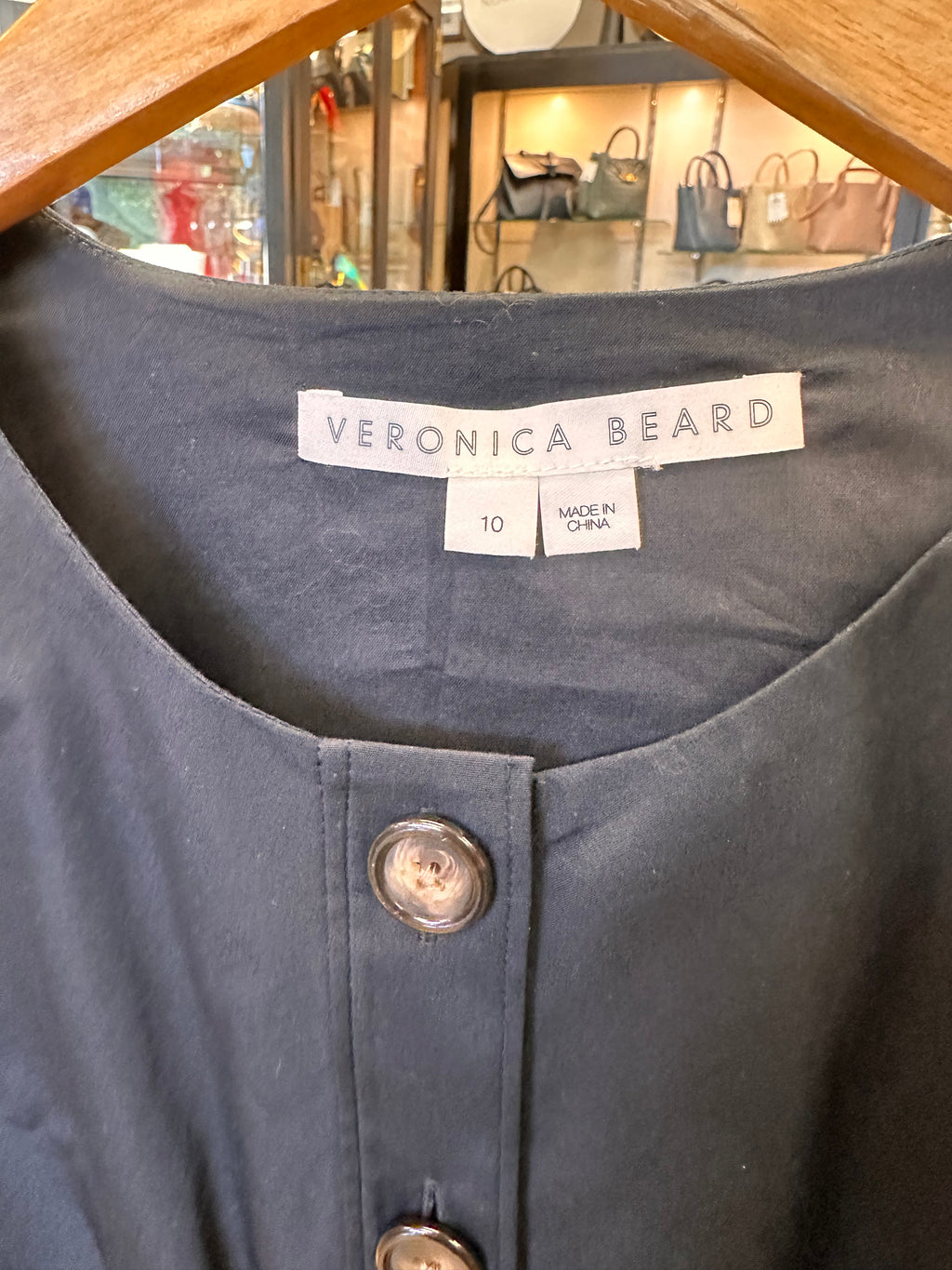 VERONICA BEARD Black Shenari Button Up Sleeveless Cropped Top Sz. 10