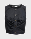 VERONICA BEARD Black Shenari Button Up Sleeveless Cropped Top Sz. 10