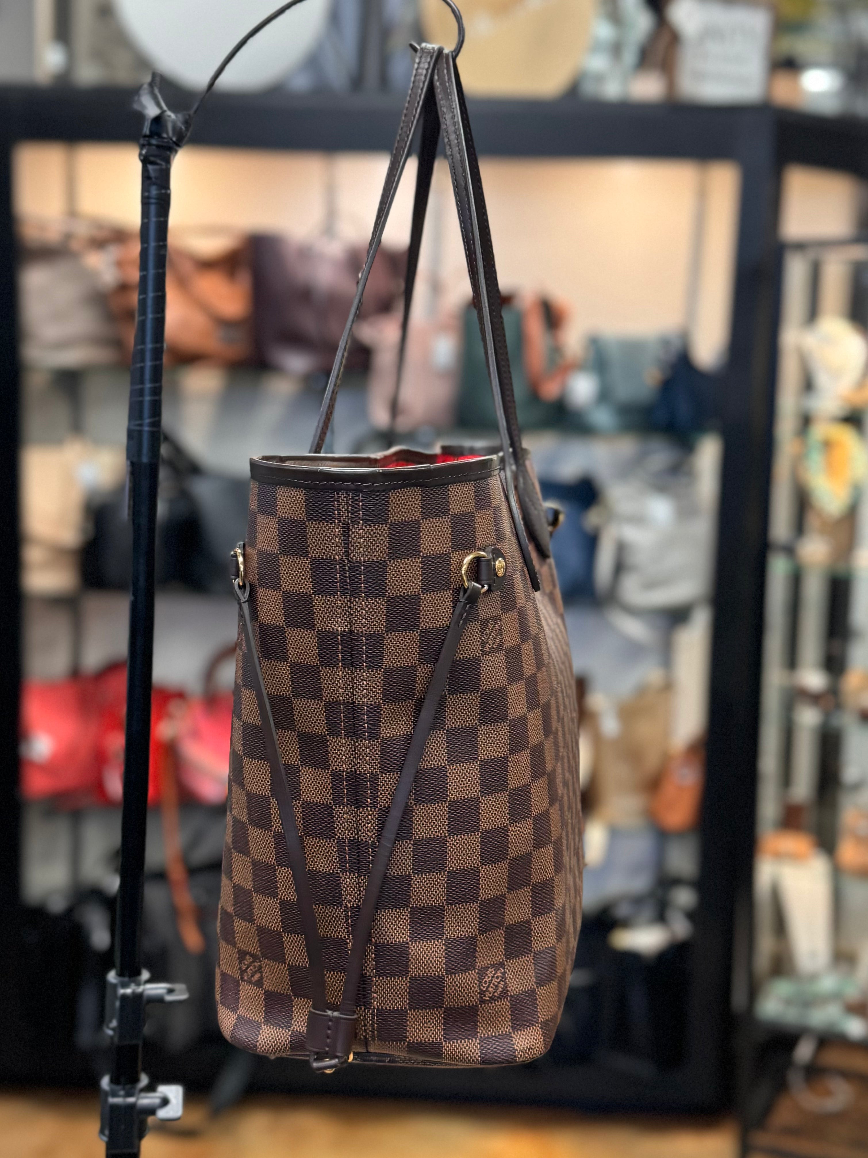 SOLD! LOUIS VUITTON Damier Ebene Canvas Neverfull MM Tote Bag